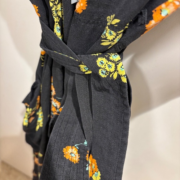 A.L.C. Stephanie Black Peach Lime Floral Silk Dress - Picture 4 of 4